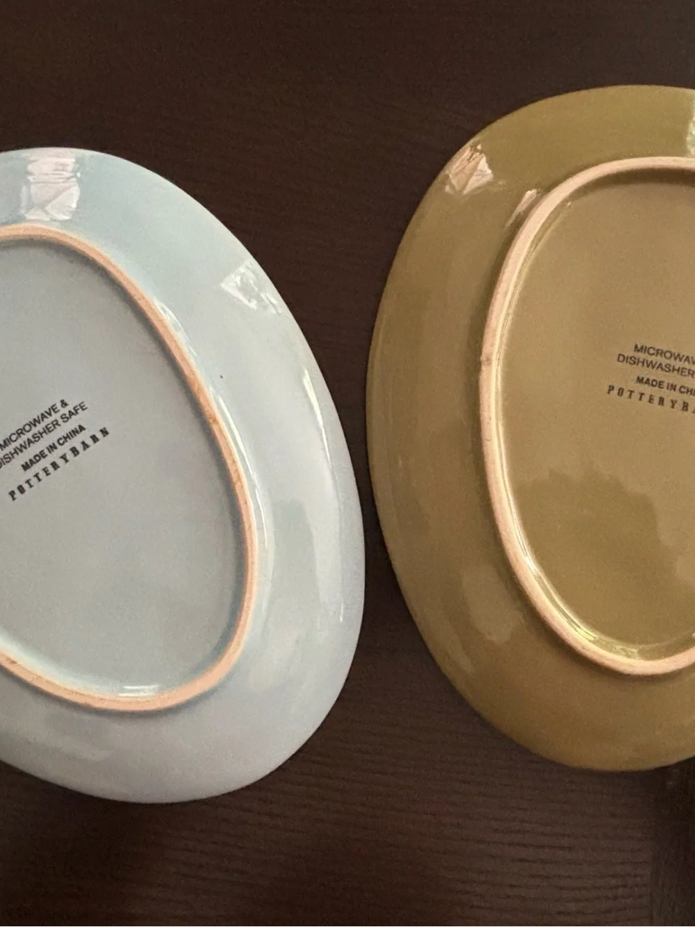 Pottery Barn Easter Egg Plates 8.5” Set Of 2 Pastel Stamped Olive Green Blue